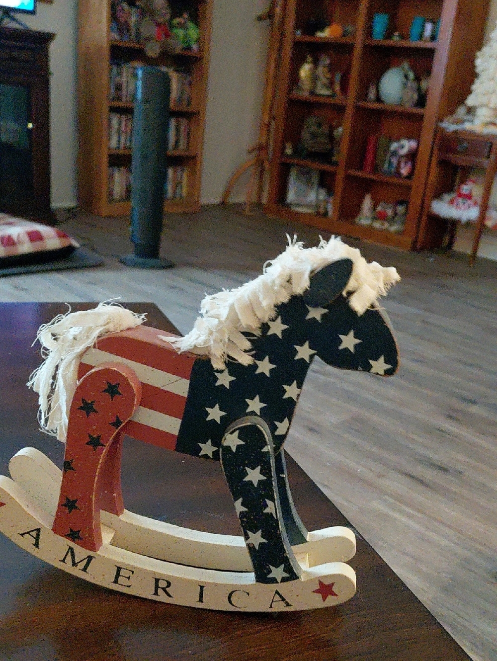 Patriotic America Wooden Rocking Horse - Red White & Blue